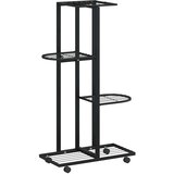  Stalak za cvijeće s 4 kata i kotačima 44x23x80 cm crni željezni | shoptok.hr