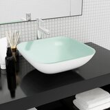 vidaXL Stekleni umivalnik 42x42x14 cm bel | Shoptok.si