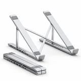 Nastavljivo aluminijasto stojalo za prenosnik z USB-C priklopno postajo, 8 priključki, zložljivo | LAPDOCKX, (5000375301)