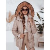DStreet Kurtka damska zimowa LUMORE pikowana z kapturem khaki | Shoptok.si