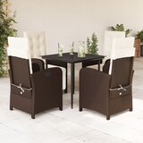  5-dijelni vrtni blagovaonski set s jastucima poliratan smeđi Smeđa 140 cm table length Cijene
