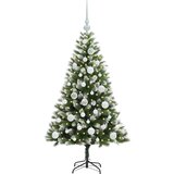 vidaXL Umjetna jelka s pantenom i pahuljicama Zelena i bijela 120 cm | shoptok.hr