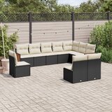 vidaXL 10-dijelni set vrtnih sofa s jastucima crni od poliratana | shoptok.hr