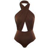 Trendyol Brown Cross Tie Detailed Decollete Knitted Body | ePonuda.com