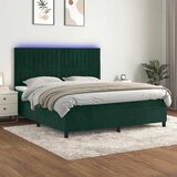  box spring s madracem LED tamnozeleni 180x200 cm baršun | shoptok.hr