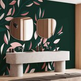  Foto tapeta - Flowering vine - minimalist climbing leaves on a green background 200x140 | shoptok.hr