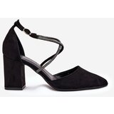 Boto Pumps With Pointed Toes And Decorated Straps On A Heel Black Verithas | Shoptok.si
