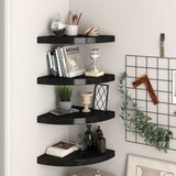 vidaXL plutajuće kutne police 4 kom crne 35 x 35 x 3,8 cm MDF Cijene