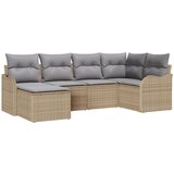 vidaXL 6-delni set vrtnarskih sof z blazinami Bež Poli Ratan, 2-sedežna vrtna sofa z blazinami Bež Poli Ratan Cene