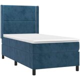 Box spring krevet s madracem tamnoplavi 90x200 cm baršunasti | shoptok.hr