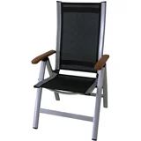 ASS COMFORT vrtni naslanjač aluminijastimi – črna + srebrna