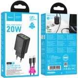 hoco. polnilec N61 GaN PD 20W USB-A, Type C s kablom Type C na Lightning - črn | Shoptok.si