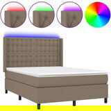  Box spring postelja z vzmetnico LED taupe 140x190 cm blago, (20898516) | Shoptok.si