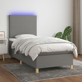 box spring s madracem LED tamnosivi 90x200 cm tkanina | shoptok.hr