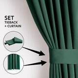 Restilo Blackout curtain, bottle green, plain, classic, with tieback, classic style, multifunctional tape, heavyweight blackout fabric, 140 x 280 cm | shoptok.hr