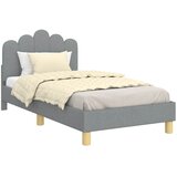 Krevet za djecu s uzglavljem Svjetlosiva 80 x 160 cm Tkanina | shoptok.hr