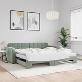 vidaXL Izvlečna dnevna postelja z vzmetnico sv. siva 100x200 cm blago Cene