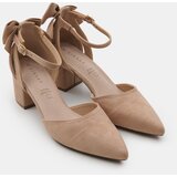 Sinsay Salonke od imitacije brušene kože s mašnom i kožnim uloškom | shoptok.hr