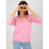Fashion Hunters Pink and beige striped cotton blouse by BASIC FEEL GOOD | shoptok.hr