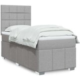vidaXL Box spring postelja z vzmetnico svetlo siva 90x190 cm blago | Shoptok.si
