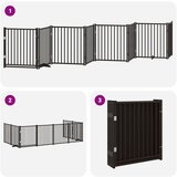 vidaXL Ograda za pse z vrati zložljiva 8 panelov črna 640 cm les | Shoptok.si