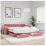 vidaXL Dnevni krevet na razvlačenje ružičasti 100 x 200 cm baršunasti | shoptok.hr
