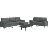 vidaXL 3-dijelni set sofa s tabureom i jastucima tamnosivi tkanina | shoptok.hr