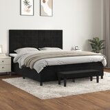  The Living Store Box spring postelja z vzmetnico črna 180x200 cm žamet - Box Spring Postelja, (21489117) Cene