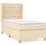  Box spring postelja z vzmetnico krem 100x200 cm blago, (20896917) | Shoptok.si