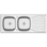  Kuhinjski sudoper s dva korita srebrni 1200x600x155 mm čelični | shoptok.hr