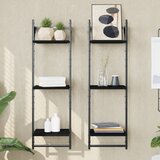 Maison Chic Stenske Police - Viseča polica s prečkami 3-nadstropne 2 kosa črne 30x25x100 cm, (21793656) | Shoptok.si