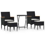  5-dijelni vrtni bistro set od poliratana i kaljenog stakla crni | Eponuda.com