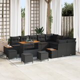 vidaXL set vrtne sofe od 13 komada s jastučićima crni poli ratan akacija | shoptok.hr