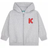 Kenzo Kids Otroški pulover siva barva, s kapuco