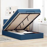 vidaXL Otomanski posteljni okvir z vzmetnico moder 120x200 cm blago | Shoptok.si