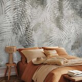  Foto tapeta - Light and shadow - grey and white composition with floral motif and pattern 300x210 | shoptok.hr