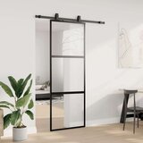  Klizna vrata s priborom crna 76 x 205 cm kaljeno staklo | shoptok.hr
