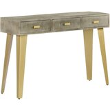 Konzolna mizica siva trden mangov les z medenino 110x35x76 cm | Shoptok.si
