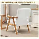  Tapecirana fotelja u skandinavskom dizajnu baršunasti izgled okvir od punog drva 68 x 74 x 82 cm prirodna+krem boja | shoptok.hr