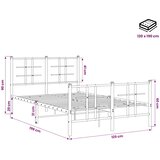  Metalni okvir kreveta uzglavlje i podnožje crni 120x190 cm | shoptok.hr