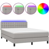  Krevet box spring s madracem LED svjetlosivi 140x200 cm tkanina | shoptok.hr