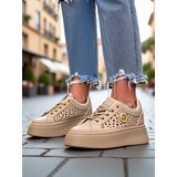 Resti Cleo Ecru Platino – beige platform sneakers eco leather | ePonuda.com