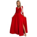 Numoco Elegant lace long dress with a neckline and slit | shoptok.hr