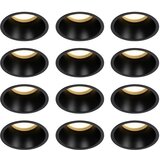 QAZQA Set van 12 inbouwspots zwart GU10 70mm IP44 - Dept Cene