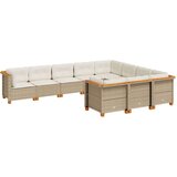 vidaXL 10-dijelni set vrtnih sofa s jastucima bež od poliratana | shoptok.hr