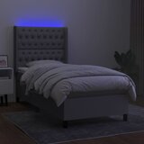  Krevet box spring s madracem LED svjetlosivi 90x190 cm tkanina | shoptok.hr