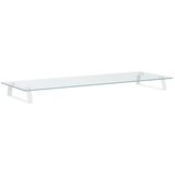  Stalak za monitor bijeli 100x35x8 cm kaljeno staklo i metal | shoptok.hr
