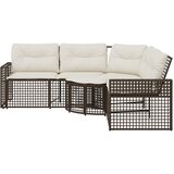  Vrtna sofa L-oblika s jastucima i tabureom smeđi od poliratana | shoptok.hr