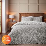 Catherine Lansfield Siva podaljšana flanelna posteljnina za zakonsko posteljo 230x220 cm Grace Floral Leaf – | Shoptok.si