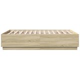  Okvir za krevet s LED svjetlima boja hrasta 135 x 190 cm drveni | Eponuda.com